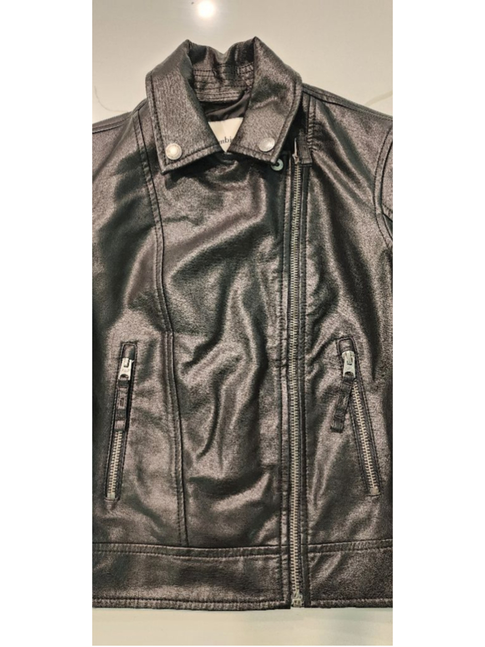 Abercrombie Kids Black Faux Leather Motorcycle Moto Biker Jacket Size 7/8 - Picture 4 of 8